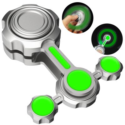 Metal Fidget Spinner Glow in The Dark, Luminous Fidget Toy Cool Gadget for Kids Adults, 2 Arm Gear Fidget Sensory Desk Toy Stress Relieve Anti-Anxiety, Party Favor Birthday Gift for Boys Girls