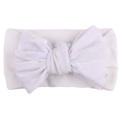 Baby Solid Headwear Girls Accessories Bow Kids Velvet Hair Headband Band Baby Care Baby Girl Button (White #2, One Size)