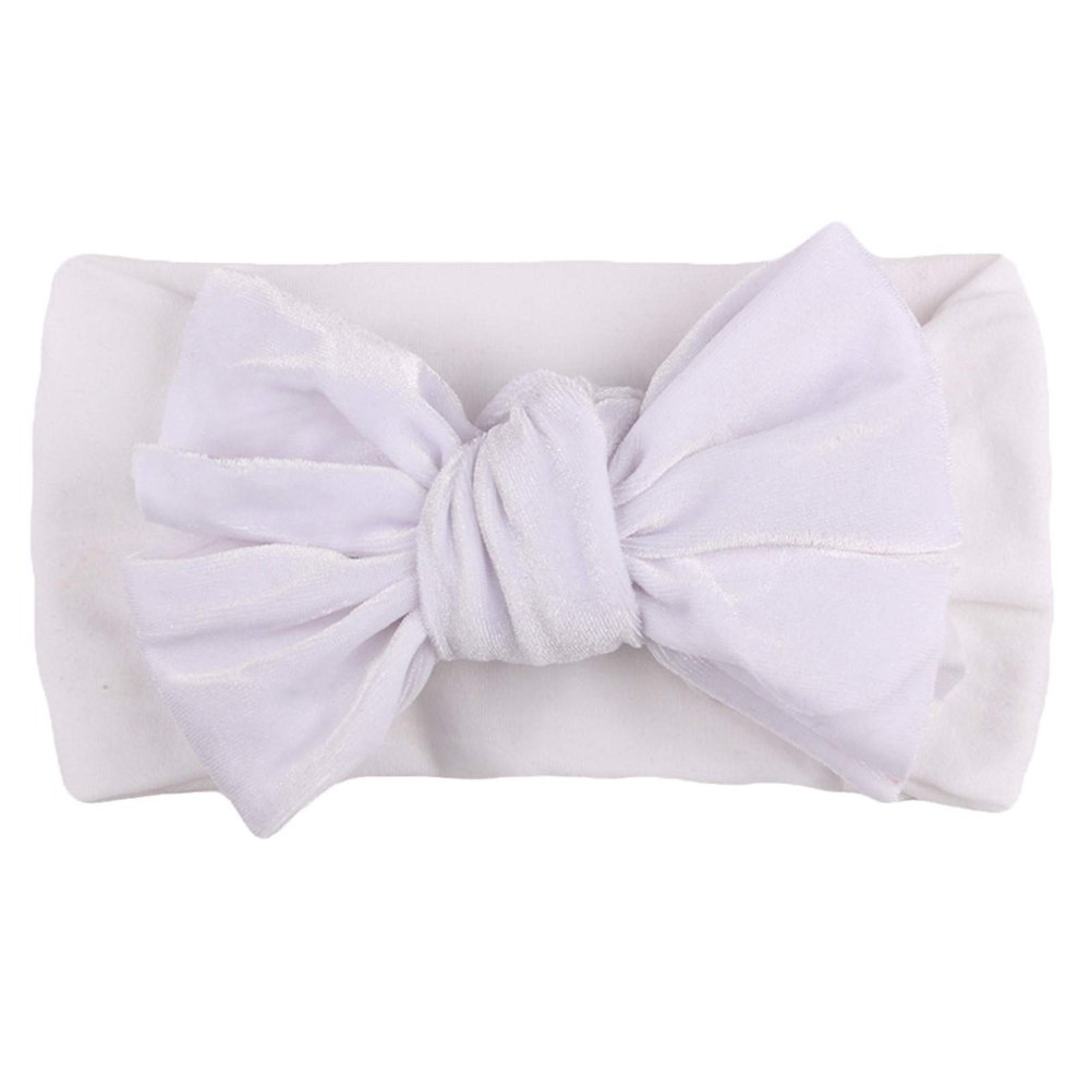 Baby Solid Headwear Girls Accessories Bow Kids Velvet Hair Headband Band Baby Care Baby Girl Button (White #2, One Size)