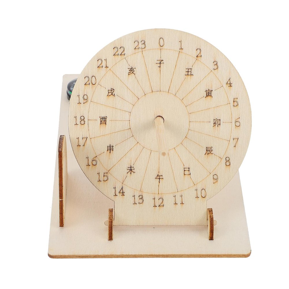 Baluue DIY Sundial Clock Kit Wooden Scientific Model Educational Toy for Kids Solar Shadow Time Learning Activity