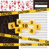 TICIAGA 29pcs Crime Scene Decors Kits, Body Silhouette Crime Scene Tape Evidence Markers and Bloody Sticker and Photo-Booth Props with Height Chart Backdrop Poster, Home for Crime Scene Party Decors view 1