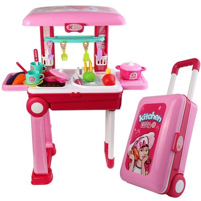 2 in 1 Kids Suitcase Playset, Kitchen Playset, Kids Pretended Playset, Various Accessories, Best Gift for Kids