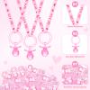 74 Pieces Baby Shower Pacifiers 24 Necklace Acrylic Plastic Pacifiers Baby Shower Game 50 Mini Plastic Charm Bulk for Party Decorations Games Table Scatter(Pink) view 2