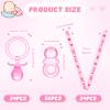 74 Pieces Baby Shower Pacifiers 24 Necklace Acrylic Plastic Pacifiers Baby Shower Game 50 Mini Plastic Charm Bulk for Party Decorations Games Table Scatter(Pink) view 3