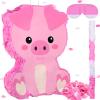 Sratte Piata Bundle with a Blindfold and Bat (16 x 12 x 3 Inches), Cute Animal Piata for Birthday Party Toys Decoration for Animal Theme Birthday Party Game Supplies Photo Prop(Piggy) view 1
