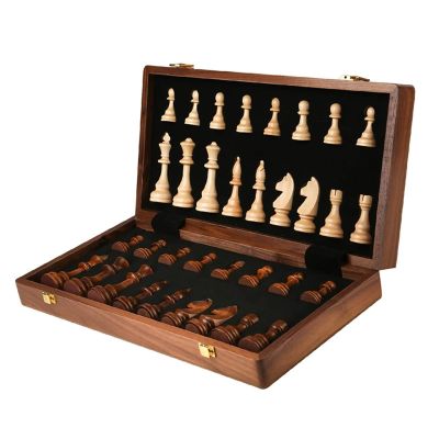 2 in 1 Chess Set for Adults Unique, Chess Board Set Foldable Storage Box, 3in King Height Wooden Chess Pieces / 2 Extra Free Queen / 15in Chess Set and Boards Game for Kids