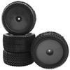 HIRCQOO OD 88mm/3.46" Rubber Tire Front Rear Tyre & Plastic Wheel Rims 12mm Hex Hub Compatible with Redcat Tornado Shockwave HPI HSP Kyosho Losi 1/10 Scale Off Road Buggy (Black) view 1
