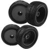 HIRCQOO OD 88mm/3.46" Rubber Tire Front Rear Tyre & Plastic Wheel Rims 12mm Hex Hub Compatible with Redcat Tornado Shockwave HPI HSP Kyosho Losi 1/10 Scale Off Road Buggy (Black) view 2