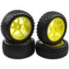 4Pcs HIRCQOO OD 88mm/3.46" Front Rear Rubber Tire Tyre & Plastic Wheel Rims 12mm Hex Compatible with Redcat Shockwave HPI HSP ExceedRC Kyosho 1/10 Scale Off Road Buggy (Yellow) view 1