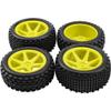 4Pcs HIRCQOO OD 88mm/3.46" Front Rear Rubber Tire Tyre & Plastic Wheel Rims 12mm Hex Compatible with Redcat Shockwave HPI HSP ExceedRC Kyosho 1/10 Scale Off Road Buggy (Yellow) view 2