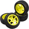 4Pcs HIRCQOO OD 88mm/3.46" Front Rear Rubber Tire Tyre & Plastic Wheel Rims 12mm Hex Compatible with Redcat Shockwave HPI HSP ExceedRC Kyosho 1/10 Scale Off Road Buggy (Yellow) view 3