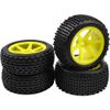 4Pcs HIRCQOO OD 88mm/3.46" Front Rear Rubber Tire Tyre & Plastic Wheel Rims 12mm Hex Compatible with Redcat Shockwave HPI HSP ExceedRC Kyosho 1/10 Scale Off Road Buggy (Yellow) view 4