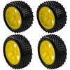 HIRCQOO 12mm Hex Plastic Wheel Rims & OD 88mm/3.46" Rubber Tire Front Rear Tyre Compatible with Redcat HPI HSP ExceedRC Kyosho Losi 1/10 Scale Off Road Buggy (Yellow) view 1