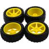 HIRCQOO 12mm Hex Plastic Wheel Rims & OD 88mm/3.46" Rubber Tire Front Rear Tyre Compatible with Redcat HPI HSP ExceedRC Kyosho Losi 1/10 Scale Off Road Buggy (Yellow) view 2