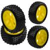 HIRCQOO 12mm Hex Plastic Wheel Rims & OD 88mm/3.46" Rubber Tire Front Rear Tyre Compatible with Redcat HPI HSP ExceedRC Kyosho Losi 1/10 Scale Off Road Buggy (Yellow) view 3