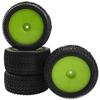 HIRCQOO OD 88mm/3.46" Rubber Tire Front Rear Tyre & Plastic Wheel Rims 12mm Hex Hub Compatible with Redcat Tornado Shockwave HPI HSP Kyosho Losi 1/10 Scale Off Road Buggy (Green) view 1