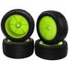 HIRCQOO OD 88mm/3.46" Rubber Tire Front Rear Tyre & Plastic Wheel Rims 12mm Hex Hub Compatible with Redcat Tornado Shockwave HPI HSP Kyosho Losi 1/10 Scale Off Road Buggy (Green) view 4