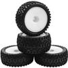 4Pack HIRCQOO OD 88mm/3.46" Front and Rear Rubber Tire Tyre & Plastic Wheel Rims 12mm Hex Hub Compatible with Redcat HPI HSP ExceedRC Kyosho Losi 1/10 Scale Off Road Buggy (White) view 1