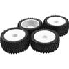 4Pack HIRCQOO OD 88mm/3.46" Front and Rear Rubber Tire Tyre & Plastic Wheel Rims 12mm Hex Hub Compatible with Redcat HPI HSP ExceedRC Kyosho Losi 1/10 Scale Off Road Buggy (White) view 4