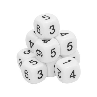 6 Sided Number Dice, 20PCS Round Corner Polyhedral Dice, 16mm Polyhedral Dice for Numeral Teaching Board Games, Table Games (White)