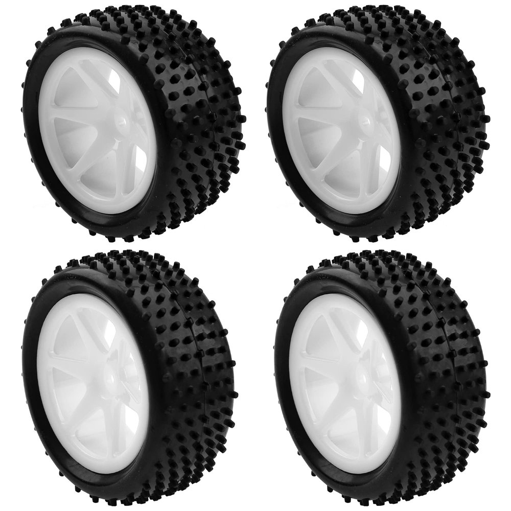 HIRCQOO 12mm Hex Plastic Wheel Rims & OD 88mm/3.46" Rubber Tire Front Rear Tyre Compatible with Redcat HPI HSP ExceedRC Kyosho Losi 1/10 Scale Off Road Buggy (White)