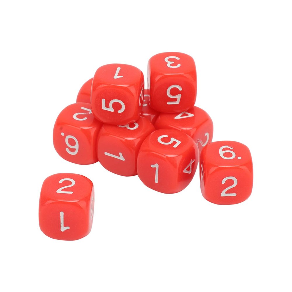 6 Sided Number Dice, 20PCS Round Corner Polyhedral Dice, 16mm Polyhedral Dice for Numeral Teaching Board Games, Table Games (Red)