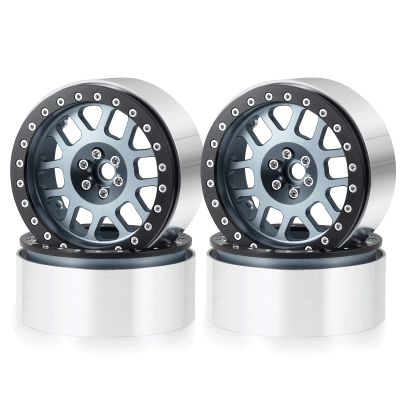 MOHERO 4Pcs 2.6" Metal Beadlock Wheel Rims RC Rims for Wraith 90053-90048 1/10 RBX10 Axial AXI03005 AXI03000 AXI3004,Titanium+Black