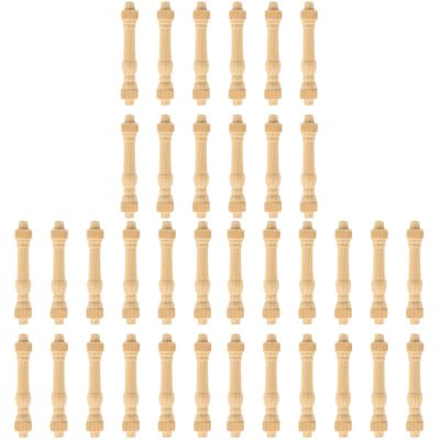 COHEALI 36 pcs 1:12 Wooden Dollhouse Handrail Mini, Miniature Wooden Handrails Unfinished Beige Spindles for Dollhouse Furniture DIY Craft Accessories