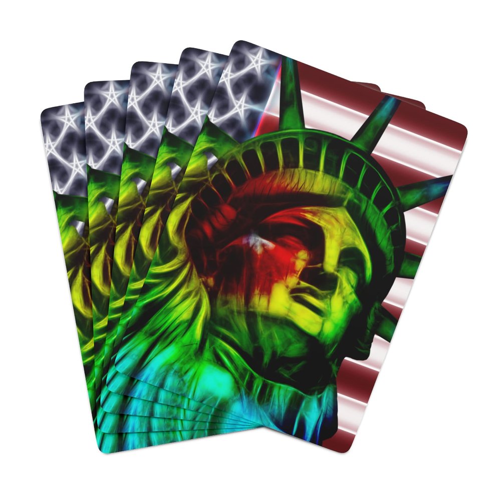 Brian Bula Warrior Statue of Liberty Playing Cards Artist Patriotic Statue of Liberty Lady Warrior Poker Cards