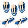 SEWACC 15 Sets Lovely Rowboat Mini Blue Wood Boat Miniature Rowboat Figurines Little Resin Boat Canoe Paddles Micro Landscape for Fairy Home Decoration view 2