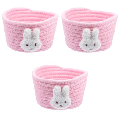 Zerodeko 3pcs Cotton Woven Storage Basket Novel Organizer for Home Restaurant and Hotel Use Stylish Sundries Holder Lightweight Design Space-saving for Tidy Spaces