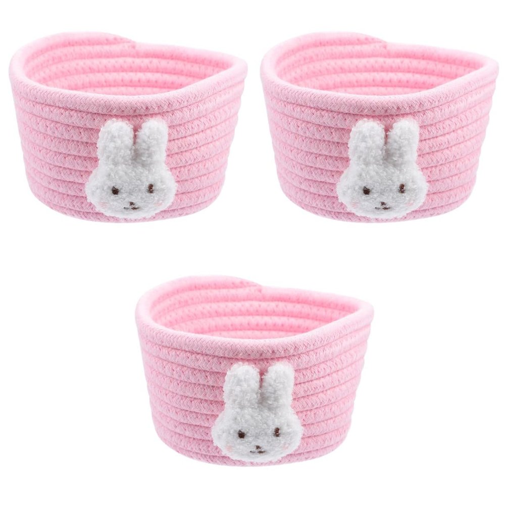 Zerodeko 3pcs Cotton Woven Storage Basket Novel Organizer for Home Restaurant and Hotel Use Stylish Sundries Holder Lightweight Design Space-saving for Tidy Spaces