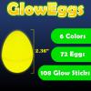 MGparty 72 Easter Glow Eggs with 108 Mini Glow Sticks for Kids Glow-in-The-Dark Easter Egg Hunt, Easter Basket Stuffers Fillers, Party Favors, Classroom Prizes, and Game Supplies view 3