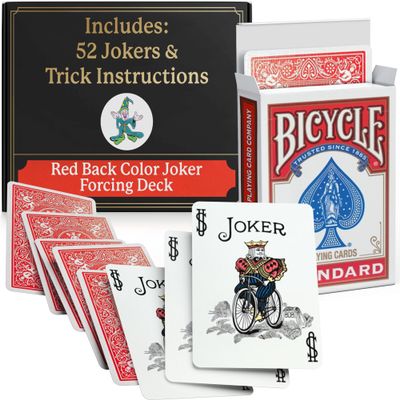 Ted's Sterling Magic Factory Cut Bicycle Color Joker Trick Deck (Red One Way Force)