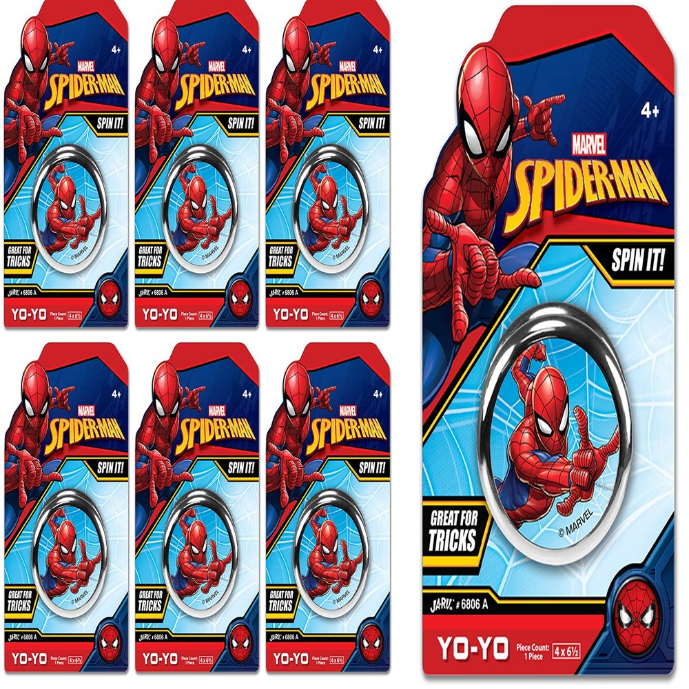 JA-RU Marvel Avengers & Spiderman Yo-Yos for Kids (6 Yoyos Assorted) Professional & Beginner Yo-Yos. Classic Super Hero 90s Toys Nostalgia. Birthday Gifts & Stocking Stuffers. 6806-6s