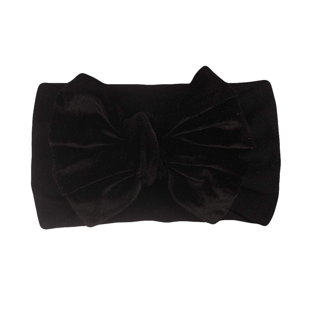 Baby Solid Headwear Girls Accessories Bow Kids Velvet Hair Headband Baby Girl Romper And Matching (A-Black, One Size)