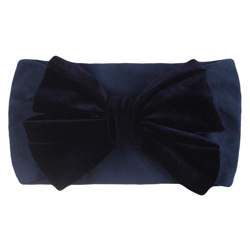 Baby Solid Headwear Girls Accessories Bow Kids Velvet Hair Headband Baby Girl Romper And Matching (A-Navy, One Size)