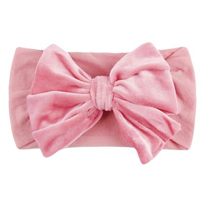 Baby Solid Headwear Girls Accessories Bow Kids Velvet Hair Headband Baby Girl Romper And Matching (A-Red, One Size)