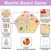 HOROW Wahoo Board Game Wooden Original Board Game Classic 2 Side Painted Fast Track Game for 4 Player and 6 Player with 30 Marbles,6 Dices for Family Game Night(6large,Log) view 3