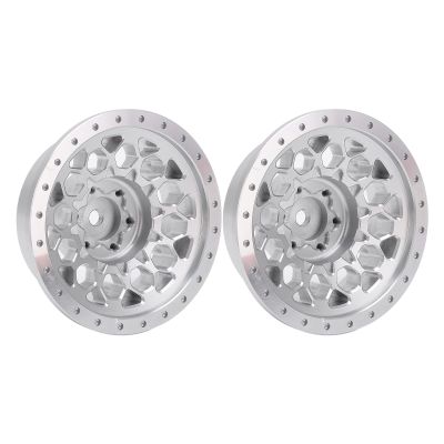 RC Wheel Rims, 2pcs Aluminum Alloy Wheel Hub Set for SCX6 1/6 RC Car (Silver)