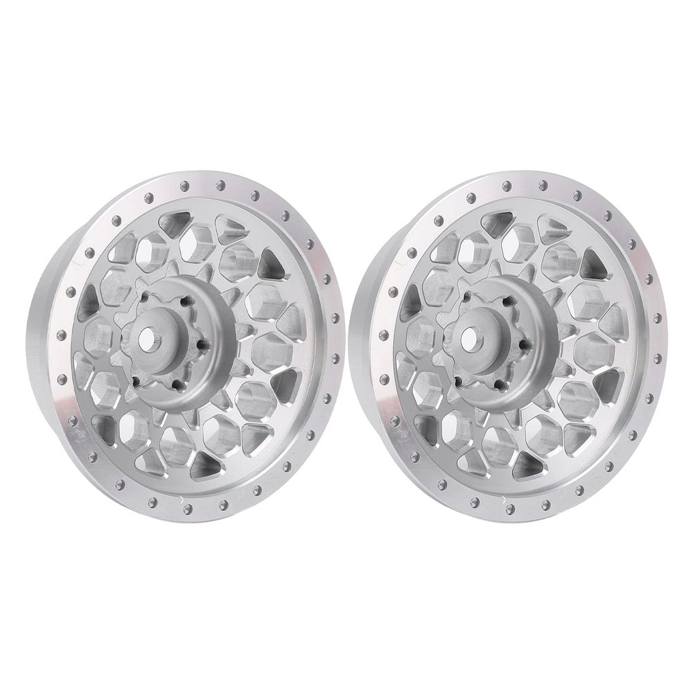 RC Wheel Rims, 2pcs Aluminum Alloy Wheel Hub Set for SCX6 1/6 RC Car (Silver)