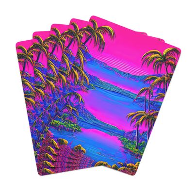 Brian Bula Pop Art Tropical Palm Tree and Ocean Playing Cards
