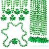 Fiada 36 Pcs St. Patrick's Day Necklaces Shamrock Bead Necklaces St. Patrick's Day Accessories Metallic Green Clover for Irish Party Favors Holiday view 1