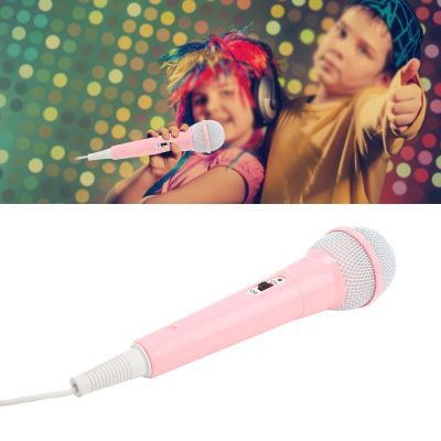 Akozon Wired Microphone Kids Plug in Microphone 3.5mm Plug Low Distortion Portable Toy Music Children Singing Mic for Karaoke Family Party Blue Home Machine (Pink)