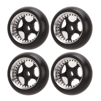 RC Drift Tire,4pcs RC Metal Wheel Tires for 1:28 for K969 for K989 RC Drift Tire for P929 Model car Upgraded Part (Black)