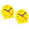 PATIKIL 4 inch Teaching Clock, 2 Pack Learn Clock Learning Tell Time Analog Clock Demonstration Clock 24 Hour 3 Pointers Geared Movement for Classroom Teacher, Yellow view 1