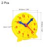 PATIKIL 4 inch Teaching Clock, 2 Pack Learn Clock Learning Tell Time Analog Clock Demonstration Clock 24 Hour 3 Pointers Geared Movement for Classroom Teacher, Yellow view 2