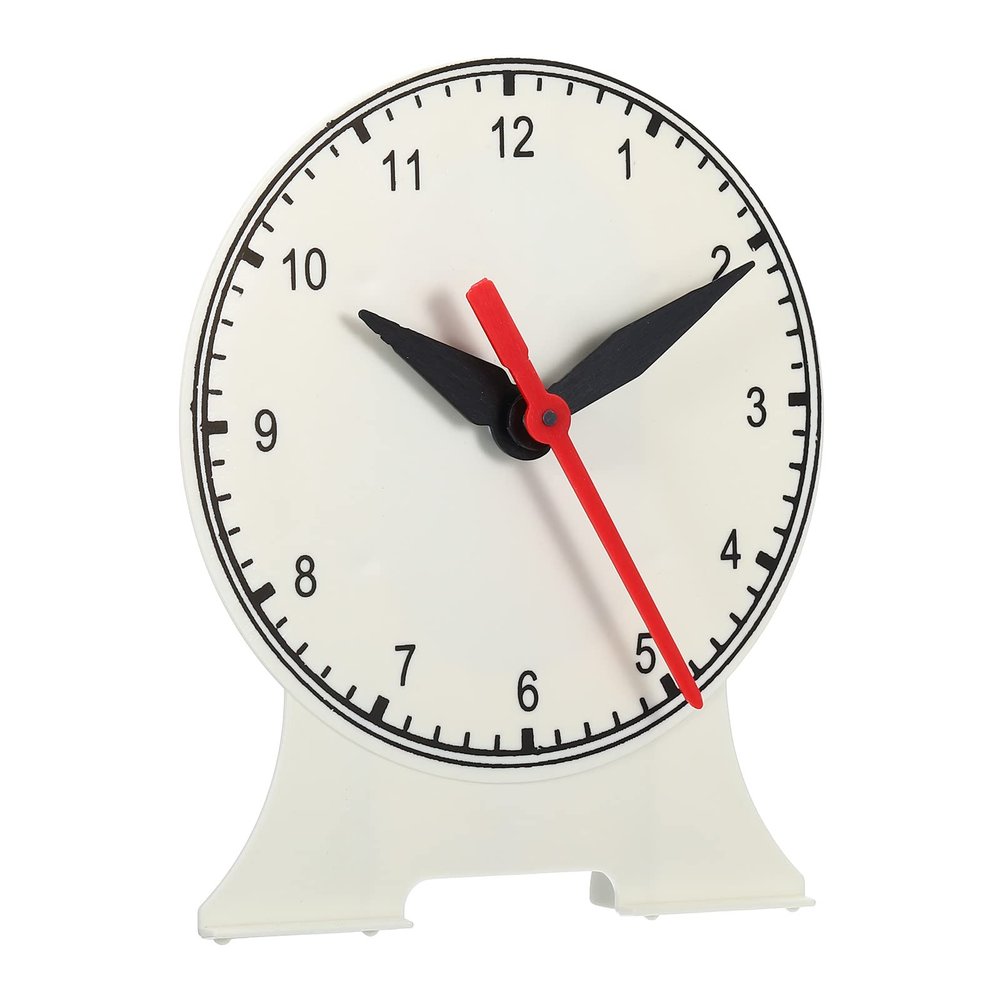 PATIKIL 5.5" x 4.7" Teaching Clock, Learn Clock Learning Tell Time Analog Clock Demonstration Clock 12 Hour 3 Pointers Geared Movement for Classroom Teacher, White