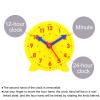 PATIKIL 4 inch Teaching Clock, Learn Clock Learning Tell Time Analog Clock Demonstration Clock 24 Hour 3 Pointers Geared Movement for Classroom Teacher, Yellow view 3