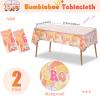 189 Pcs Two Groovy Birthday Party Tableware Set, Groovy Boho Hippie Daisy Tablecloth 24 Guests Dinner Plates Dessert Plates Cups and Napkins for Girl Retro Rainbow Boho Party Decorations Supplies view 4